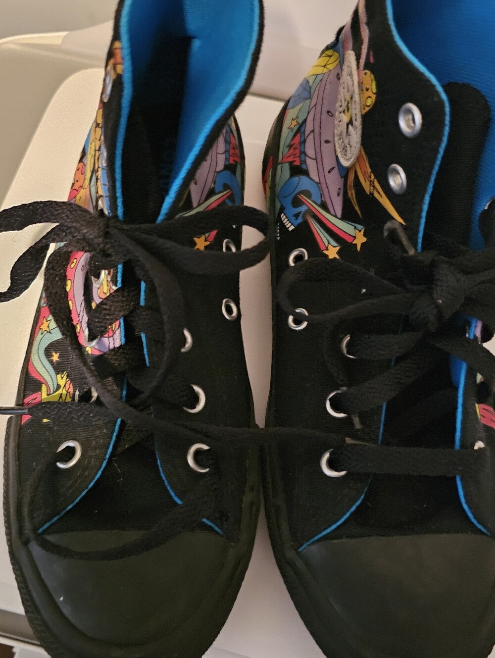 Kids Black High-Top Sneakers with Colorful Space Print